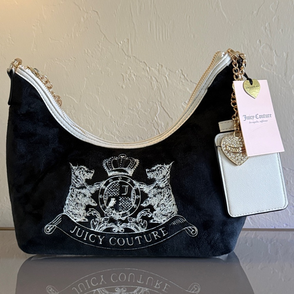 Juicy Couture Black Velour Shoulder Bag